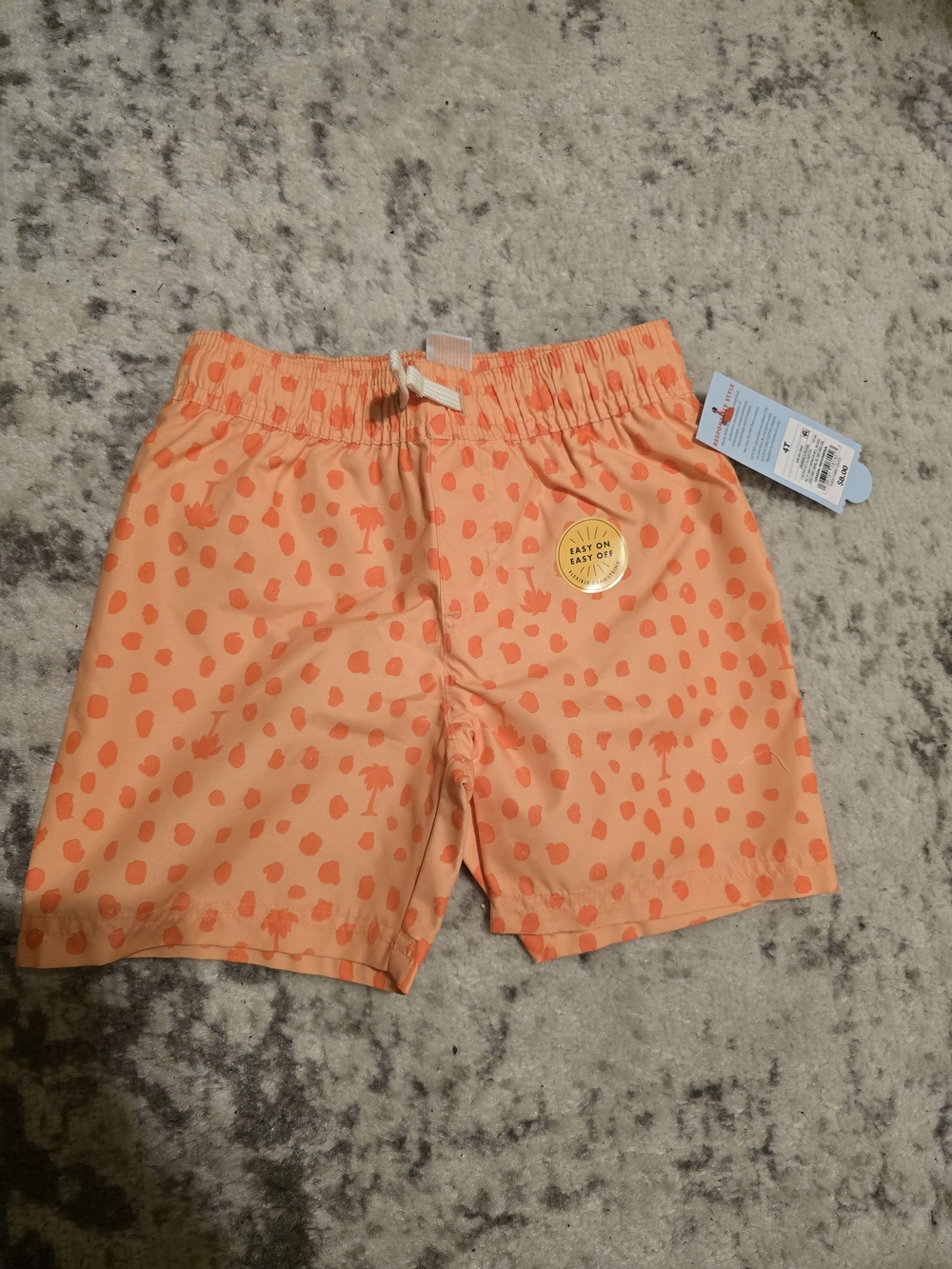 Kids Orange Polka Dot Swim Shorts